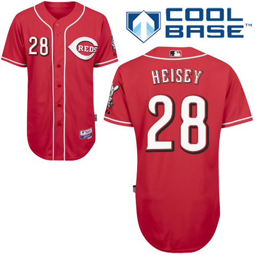 Chris Heisey #28 MLB Jersey-Cincinnati Reds Men's Authentic Alternate Red Cool Base Baseball Jersey
